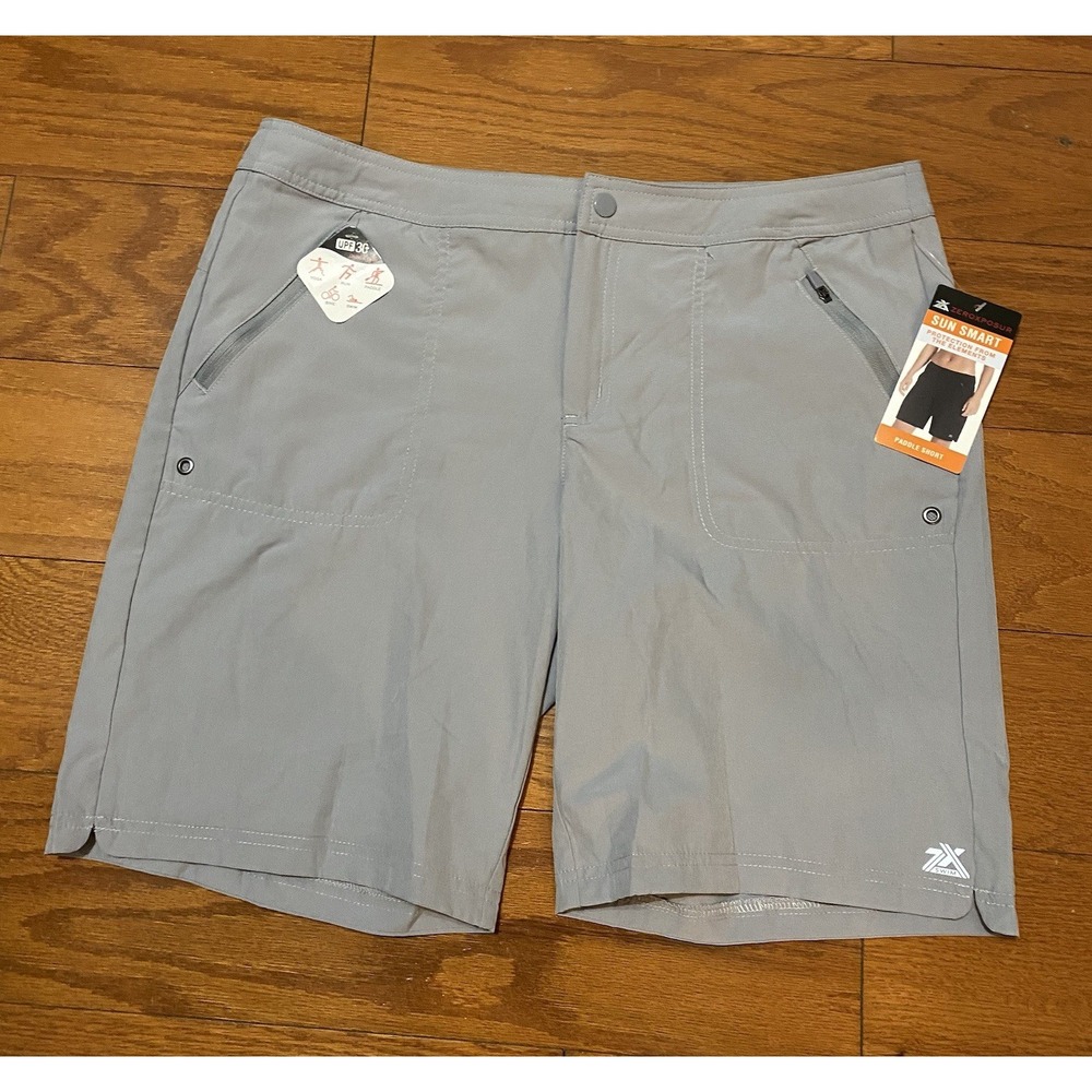 ZEROXPOSUR Mens Sun Smart Paddle Shorts Sz Large‎ Gray Quick Dry UPF 30 NWT $50